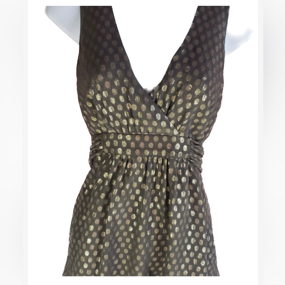 French Connection sleeveless black top with gold dots - Size 4